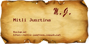 Mitli Jusztina névjegykártya
